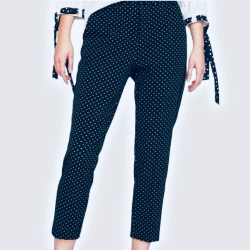 ANN TAYLOR Navy White Polka Dot Capri Pants Size 6 Petite